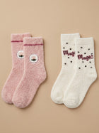 Cdeck Rabbit Hair Wool Socks for Women, 2 Pairs Fuzzy Warm Winter Socks with Cute Animal Face