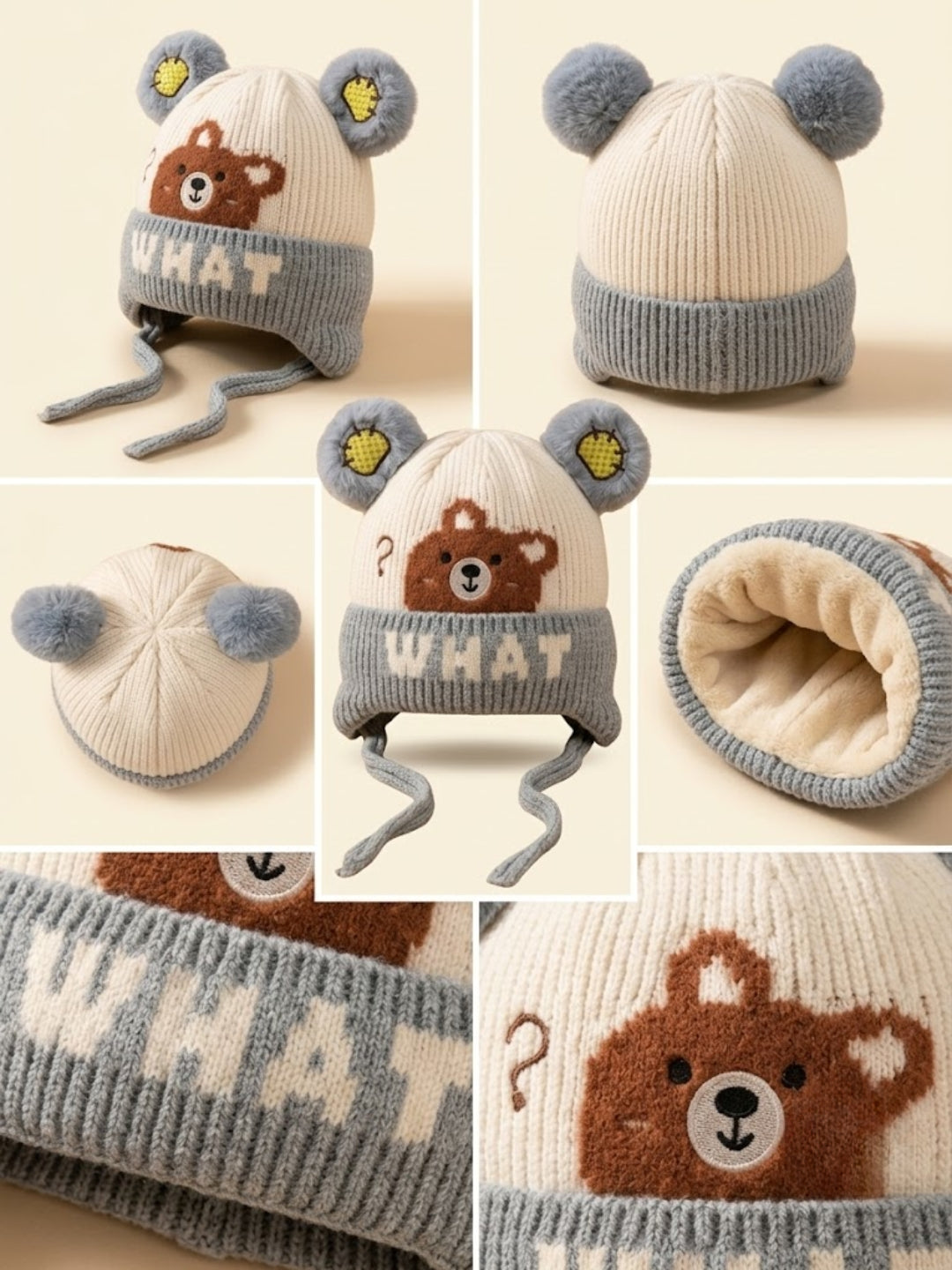 Cdeck Kids Woolen Winter Cap for Boys & Girls | Warm & Comfortable Winter Wear | 2–4 Years | Grey