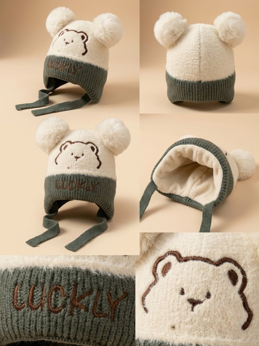 Cdeck Kids Woolen Winter Cap for Boys & Girls | Warm & Comfortable Winter Wear | 2–4 Years | Cream