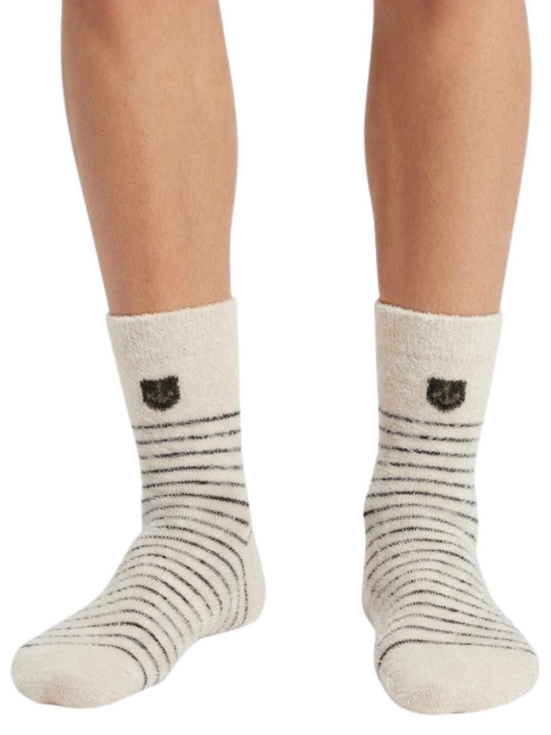 Cdeck Men’s Soft Wool Socks | Warm Cream Striped Cozy Socks