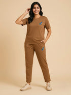 Cdeck Women’s Floral T-Shirt & Track Pants Co-Ord Set | Comfortable Casual Two-Piece Outfit