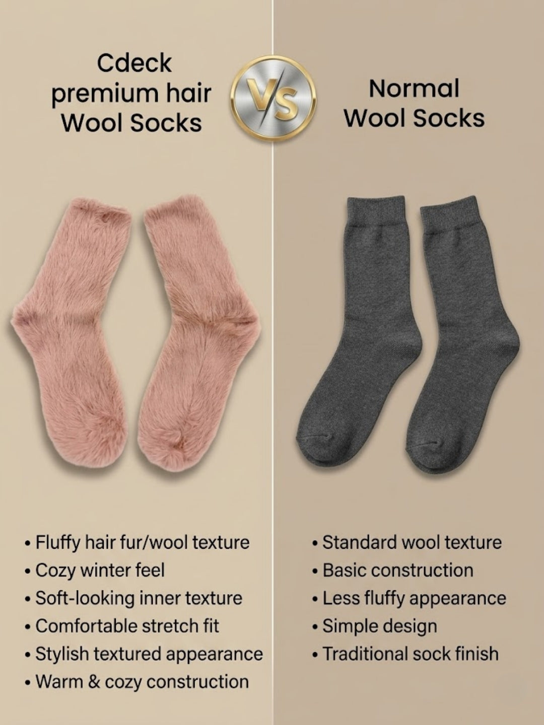 Cdeck Women’s Soft & Warm Woolen Fuzzy Socks | Cozy Thick Winter Socks for Women | Pink