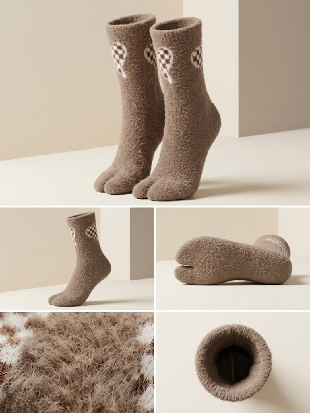 Cdeck Women’s Premium Fuzzy Socks – Cute Bunny Design | Warm Winter Socks | Free Size | Brown