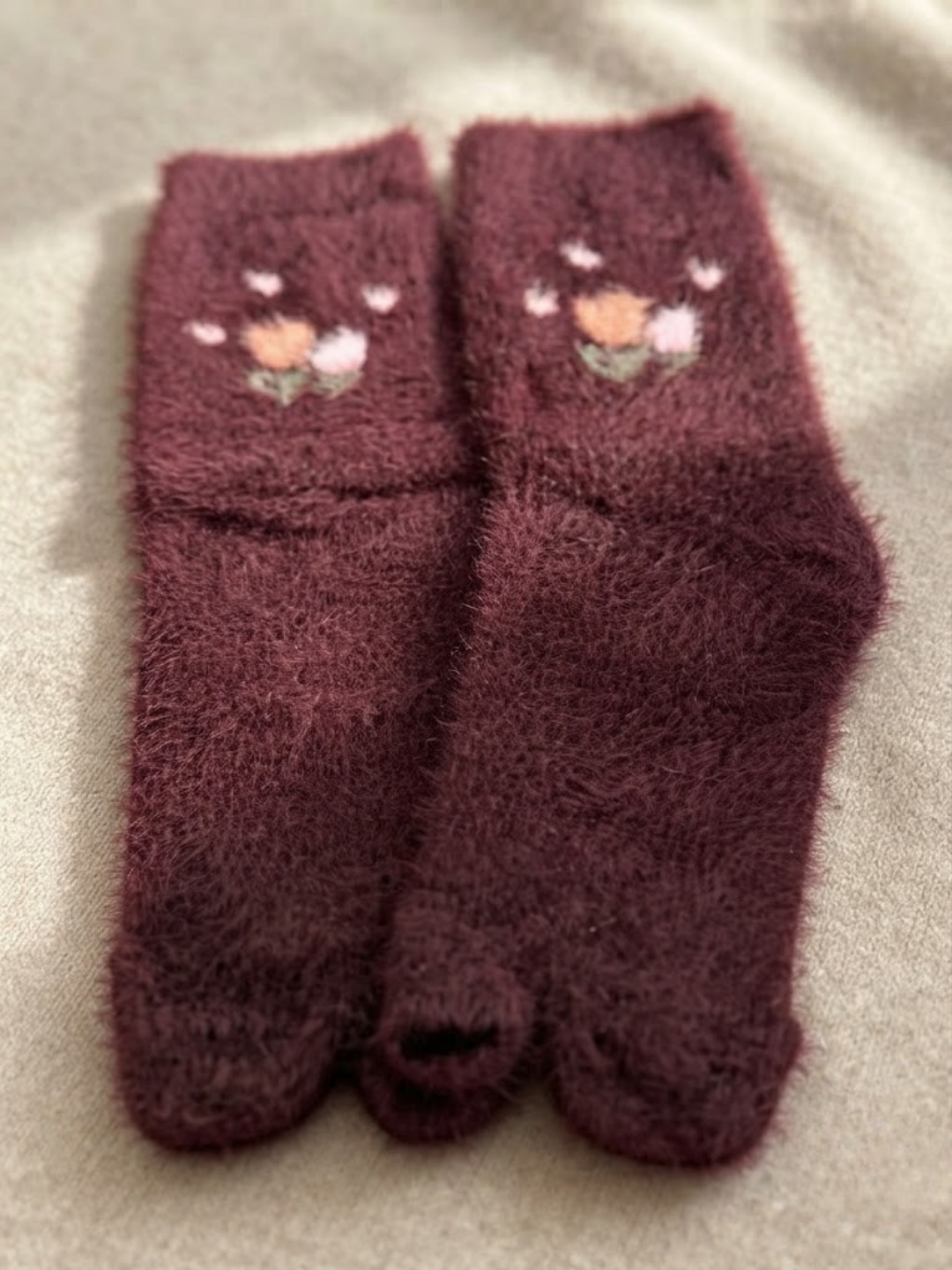 Cdeck Women’s Premium Wool Socks | Soft, Warm & Cozy Burgundy Floral Socks