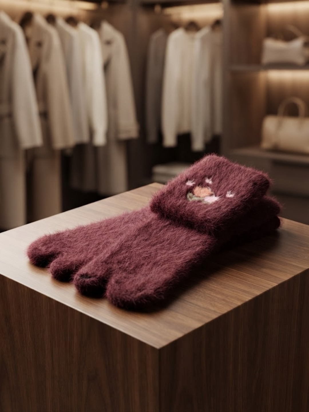 Cdeck Women’s Premium Wool Socks | Soft, Warm & Cozy Burgundy Floral Socks