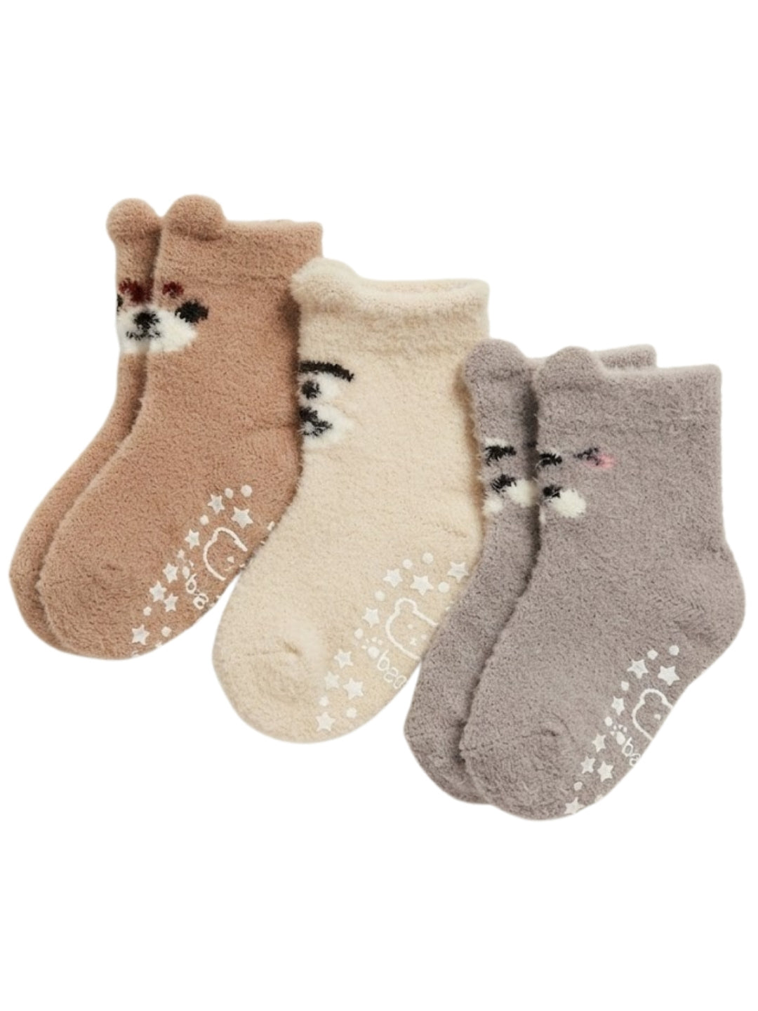 Cdeck Kids Winter Woolen Socks | Soft Fuzzy Rabbit Hair Wool Socks with Anti-Skid Sole | 0–4 Years | Pack of 3 | Multicolor