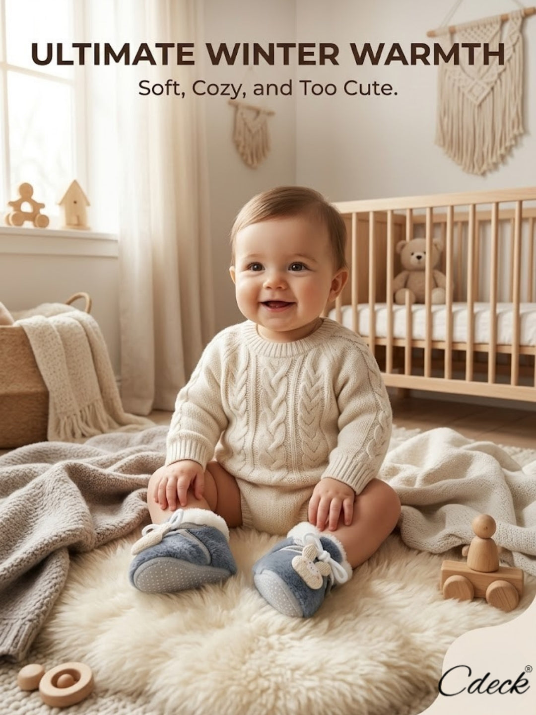 Cdeck Winter Booties for Girls & Boys | Soft, Warm & Comfortable Baby Footwear | 3–18 Months
