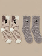 Cdeck Rabbit Hair Wool Socks for Women, 2 Pairs Fuzzy Warm Winter Socks with Cute Animal Face
