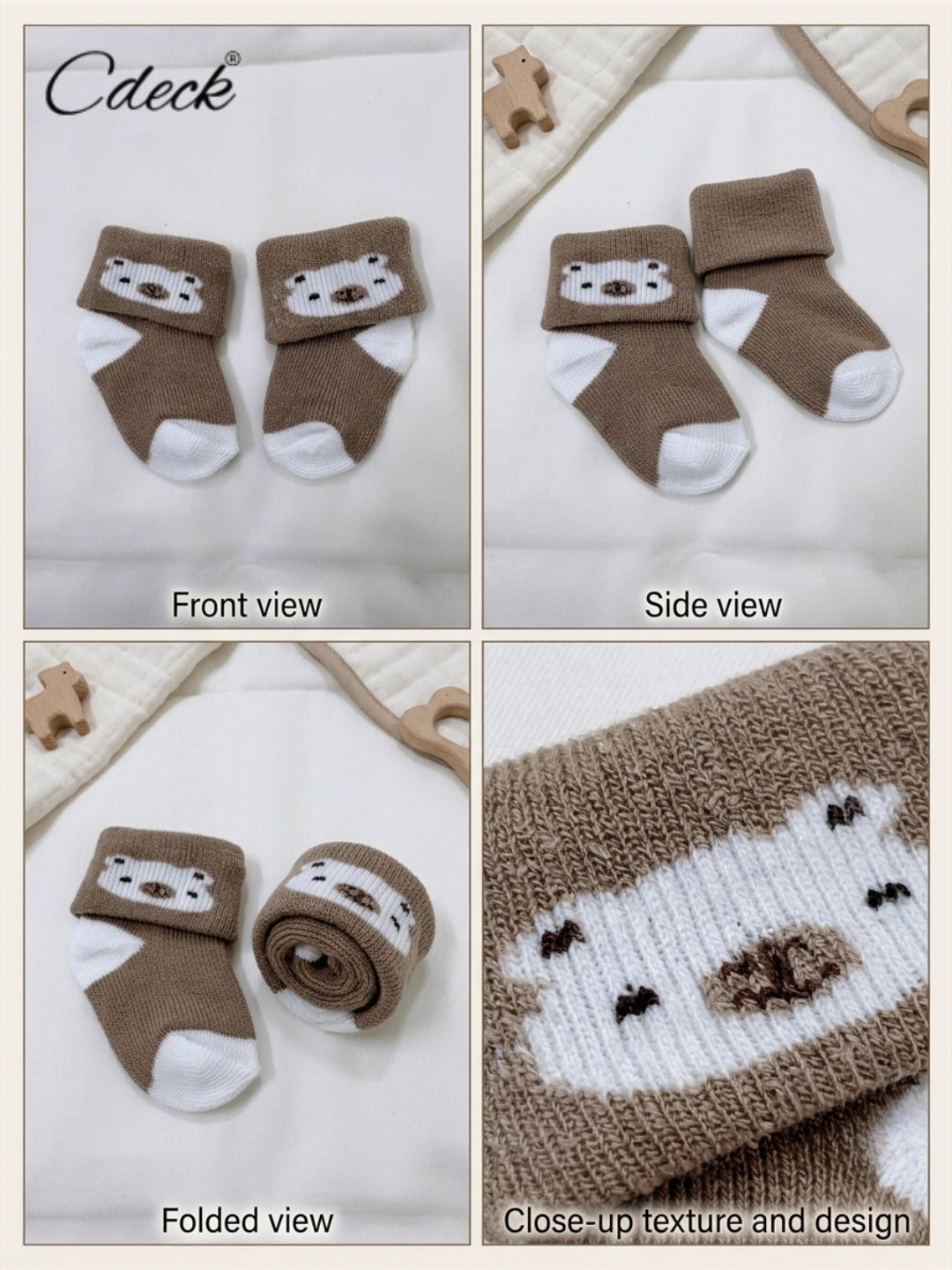 Cdeck Newborn Baby Towel Cotton Soft Stretch Socks | Soft, Comfortable & Absorbent | 0–12 Months