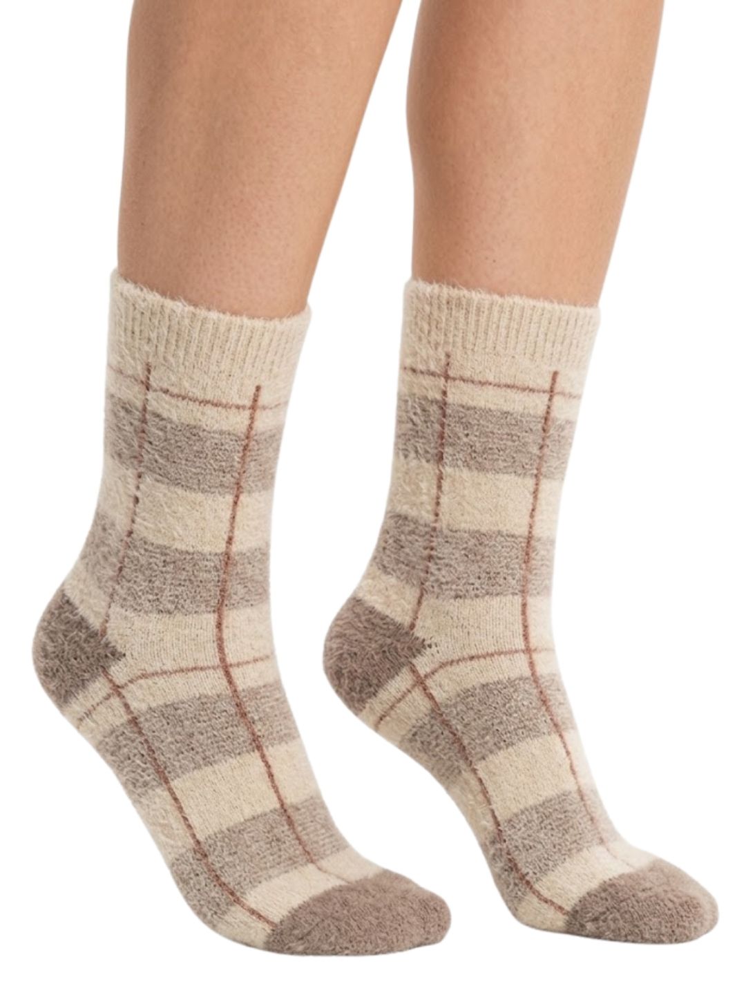 Cdeck Women’s Premium Hair Wool Fuzzy Socks | Soft & Warm Winter Socks | Beige & Brown