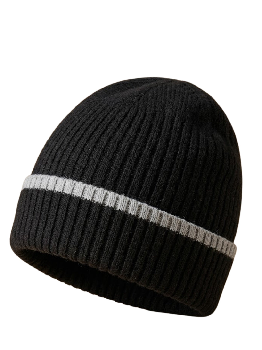 Cdeck Men’s Winter Woolen Cap | Ribbed Knit Beanie | Free Size | Soft & Warm | Black