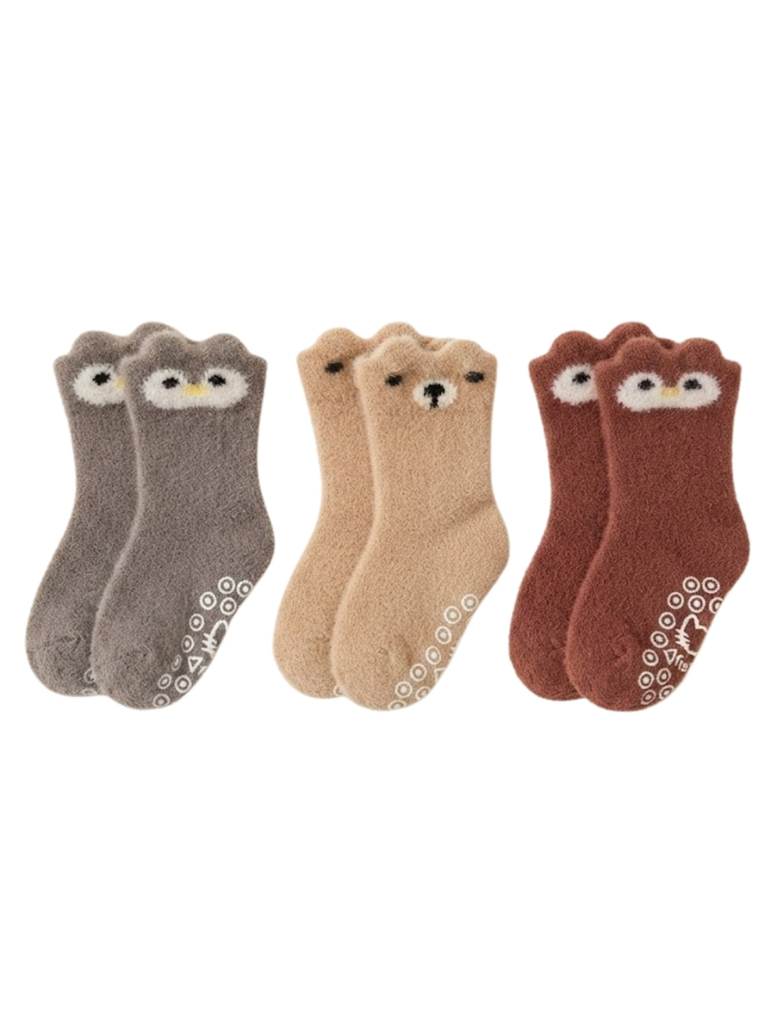 Cdeck Kids Winter Woolen Socks | Soft Fuzzy Rabbit Hair Wool Socks with Anti-Skid Sole | 0–4 Years | Pack of 3 | Multicolor