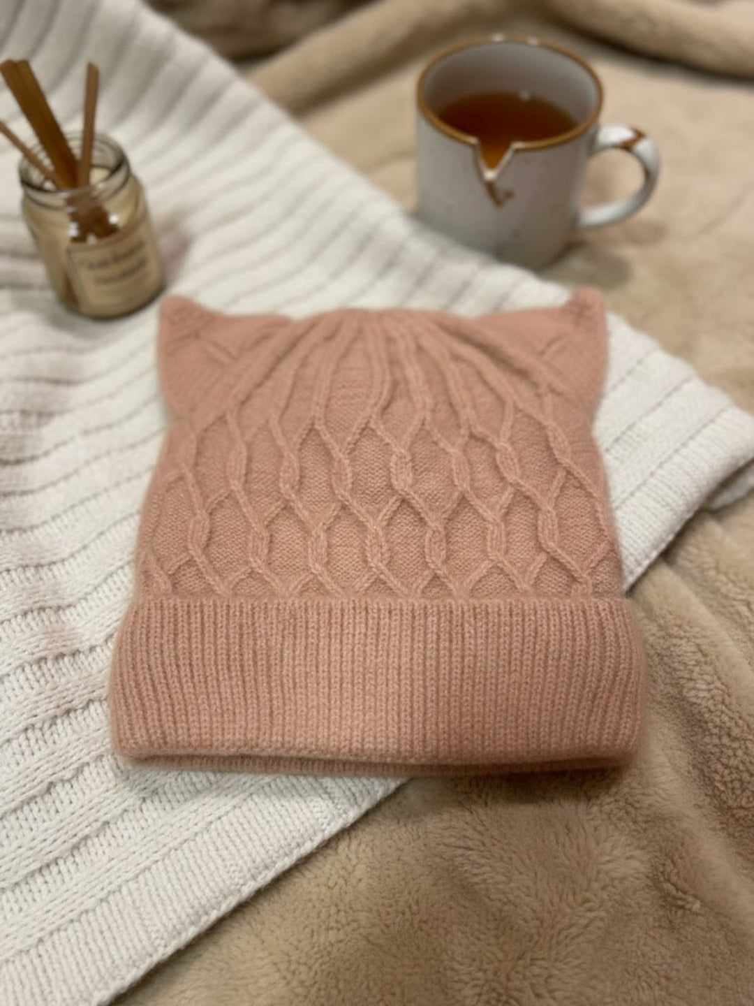 Cdeck Kids Woolen Winter Cap with Cute Cat Ear Design | Soft, Warm & Comfortable | 2–4 Years