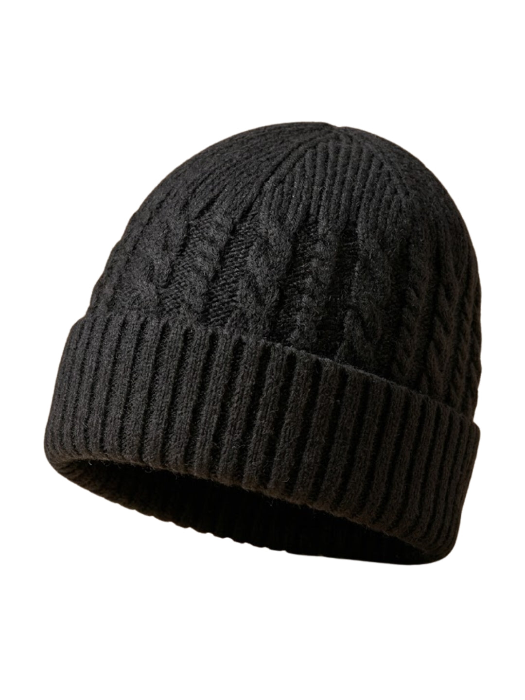 Cdeck Men’s Winter Woolen Cap | Ribbed Knit Beanie | Free Size | Soft & Warm | Black