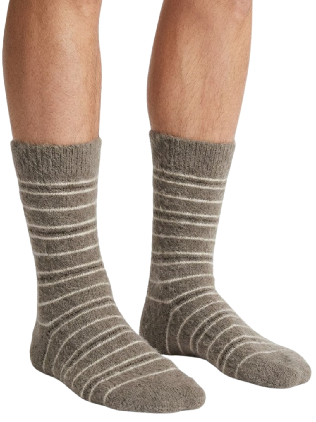 Cdeck Men’s Hair Wool Winter Socks | Single Pair | Soft, Warm, Fuzzy & Stretchable | Comfortable Daily Wear | Brown Striped