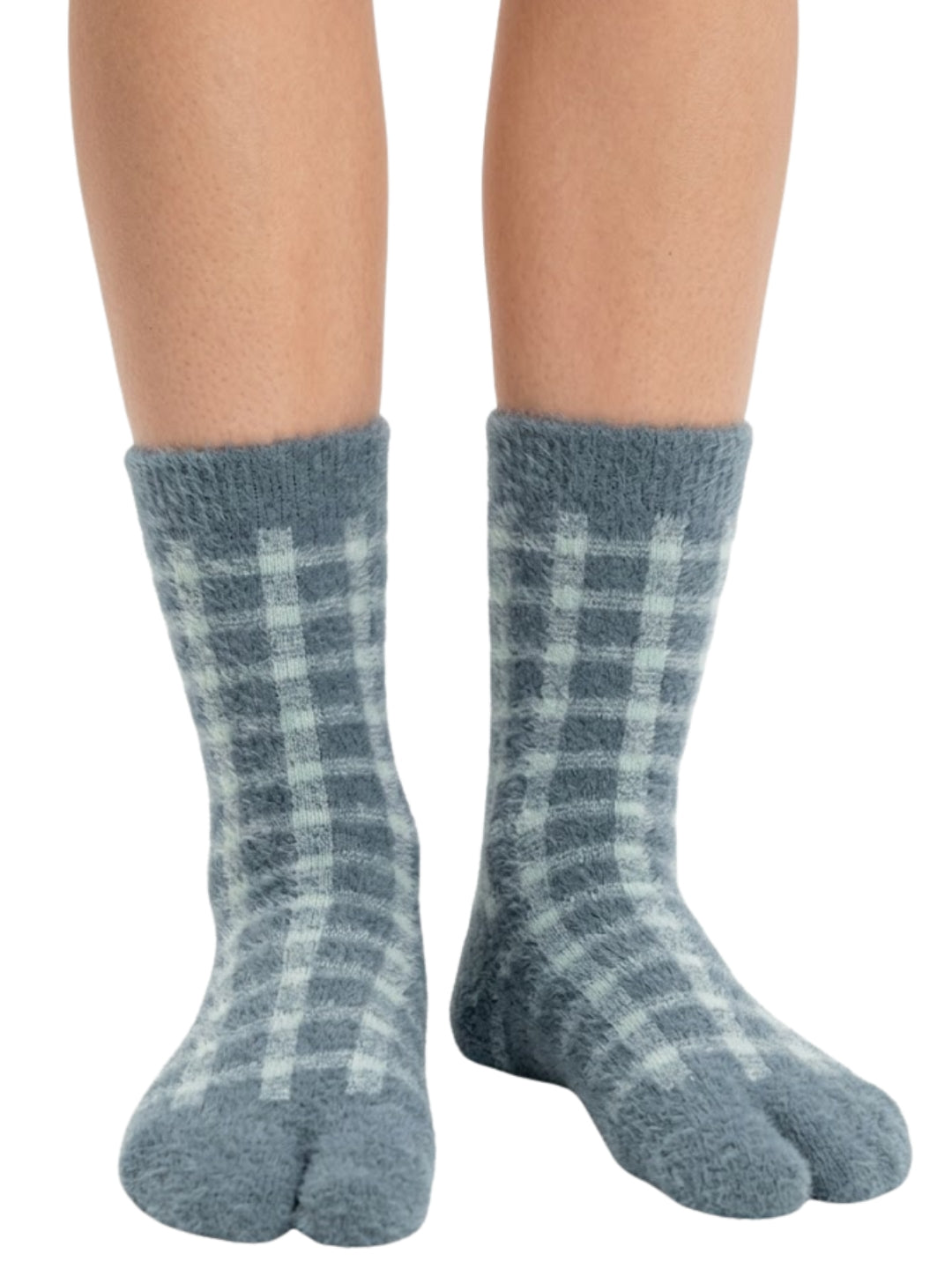 Cdeck Women’s Premium Rabbit Hair Wool Split-Toe Warm Winter Socks | Free Size | Grey & White