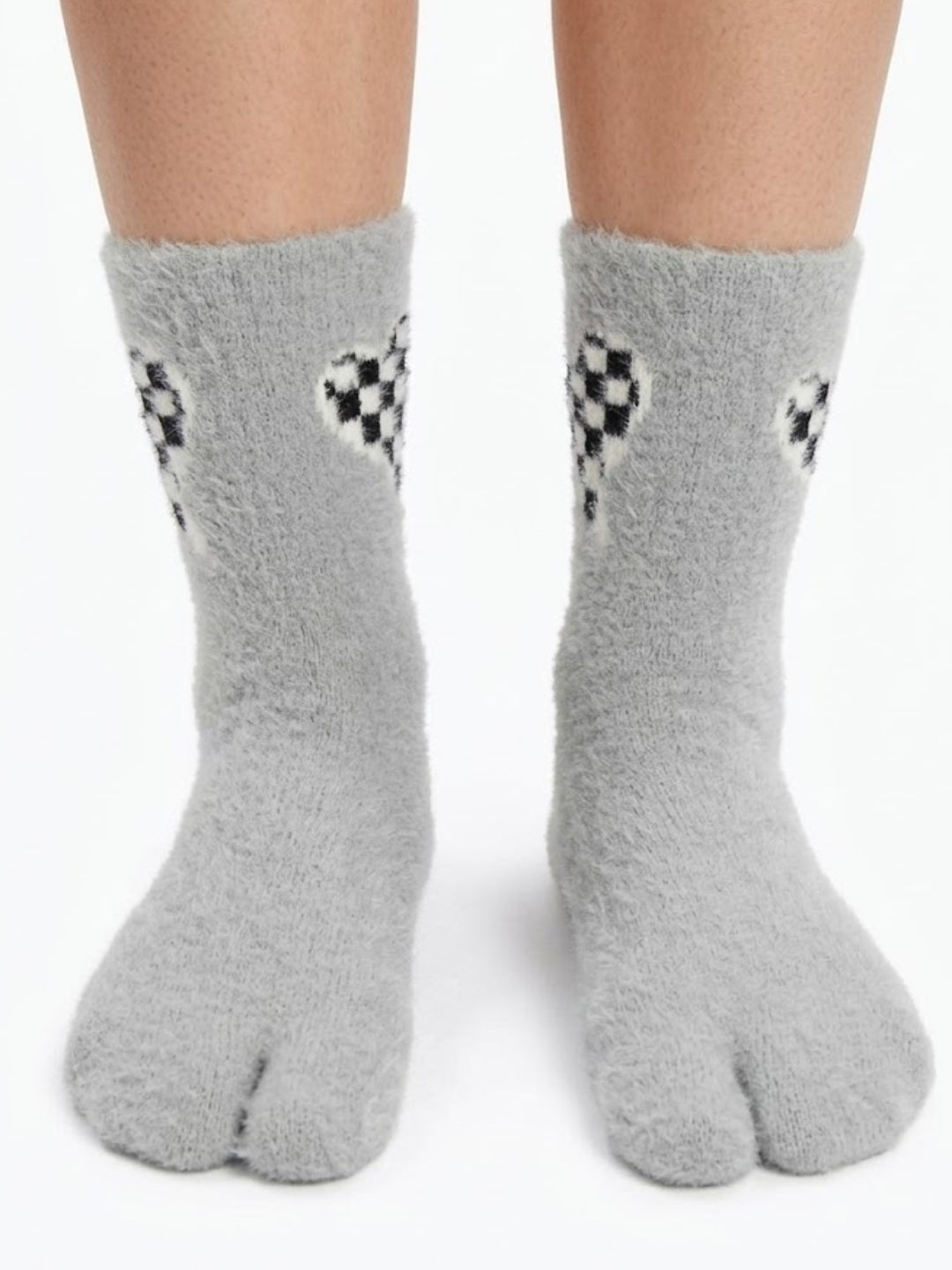 Cdeck Women’s Premium Fuzzy Split-Toe Socks – Cute Bunny Design | Warm Winter Socks | Free Size | Grey