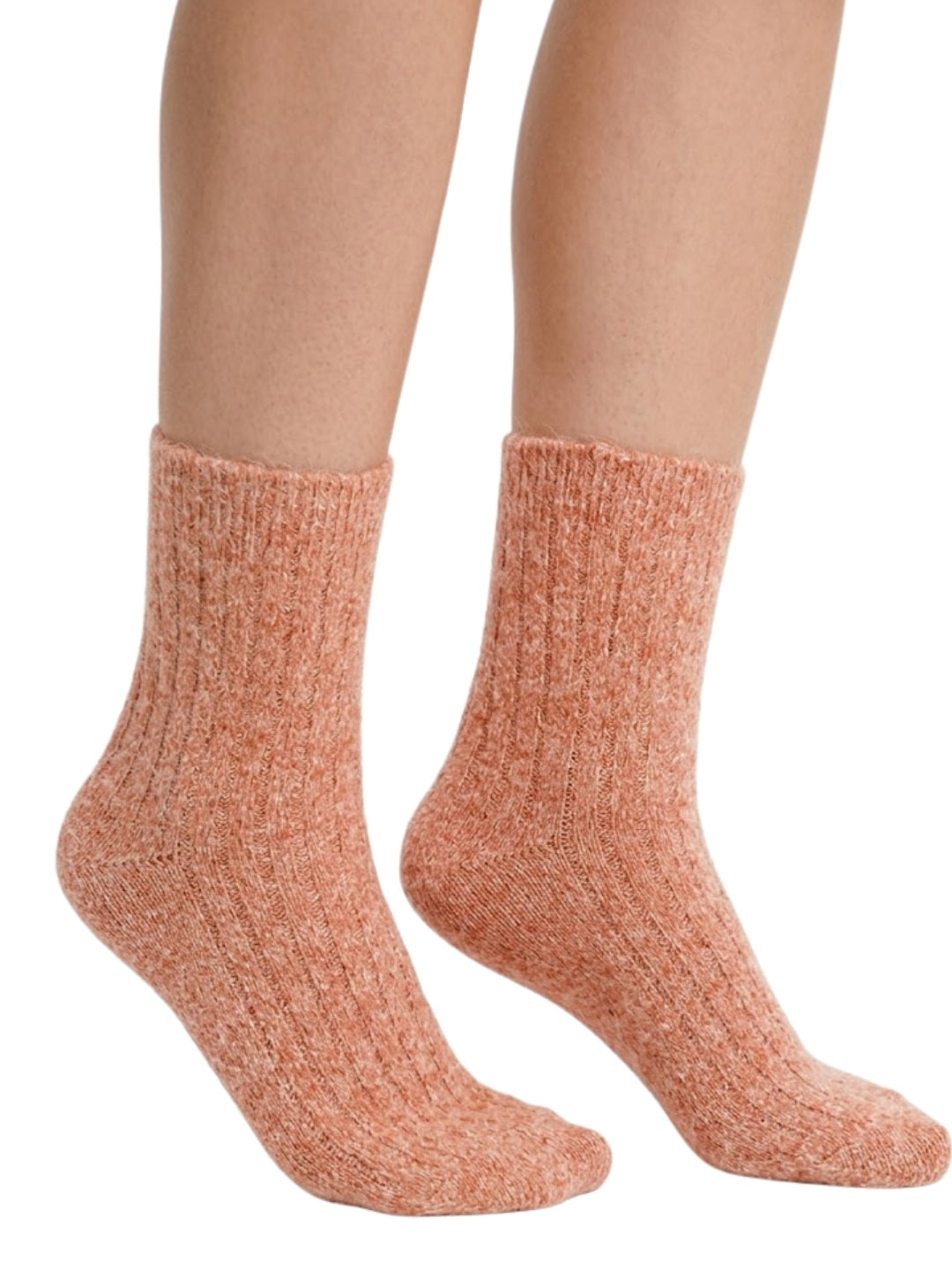 Cdeck Women’s Premium Fuzzy Socks – Soft Warm Winter Socks | Ribbed Design | Free Size | Peach