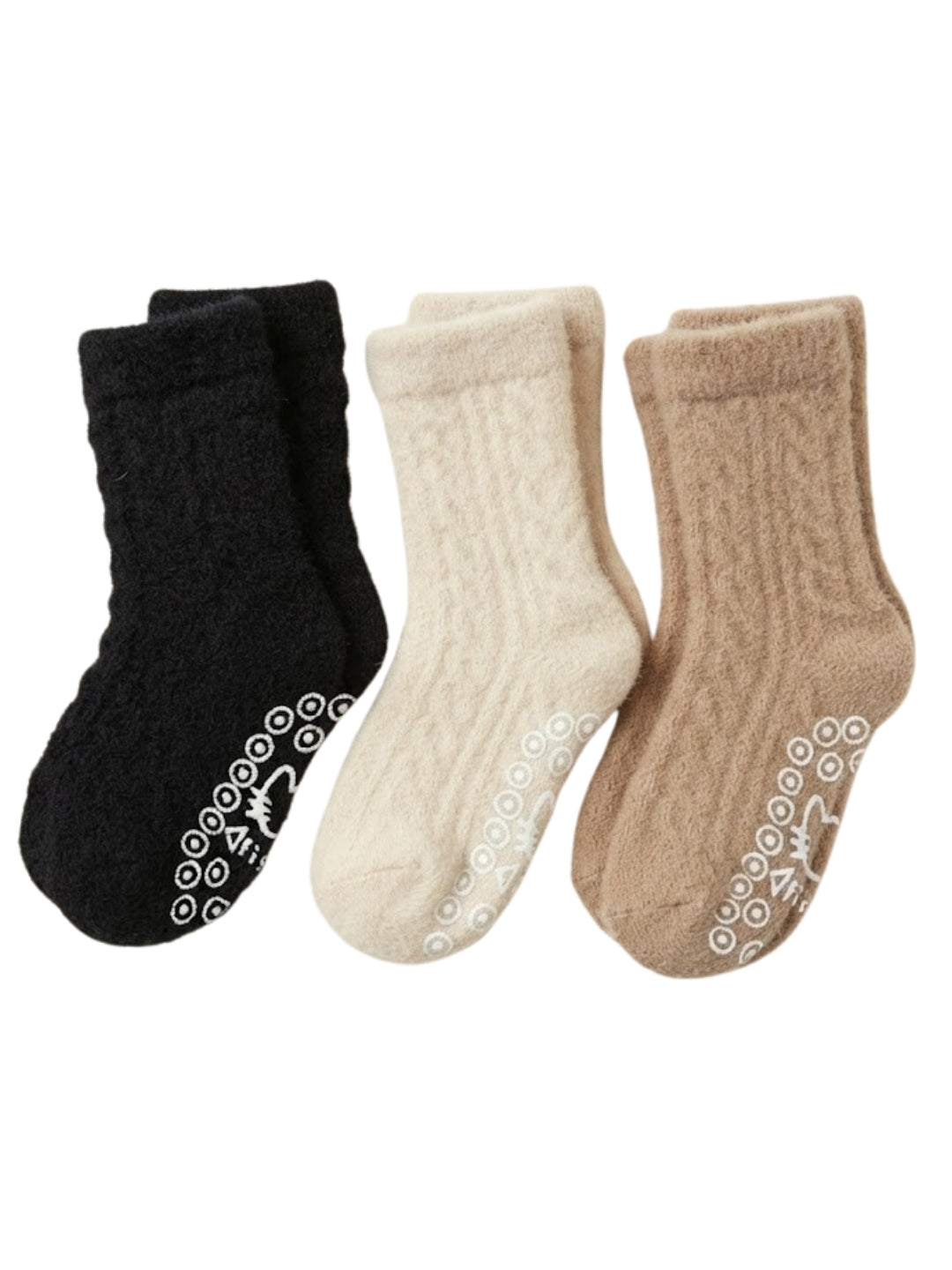 Cdeck Kids Winter Woolen Socks | Soft Rabbit Hair Wool Warm Stretchable Socks with Anti-Skid Sole | 0–4 Years | Pack of 3 | Multicolor