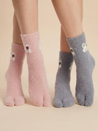 Cdeck Women’s Premium Fuzzy Split-Toe Socks – Cute Bunny Design | Warm Winter Socks | Free Size | Pink & Grey