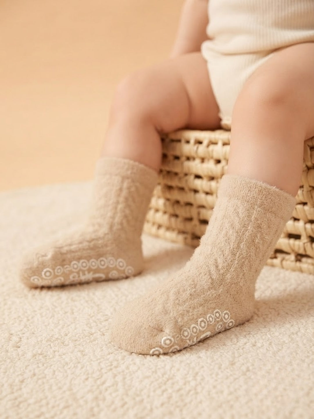 Cdeck Kids Winter Woolen Socks | Soft Rabbit Hair Wool Warm Stretchable Socks with Anti-Skid Sole | 0–4 Years | Pack of 3 | Multicolor