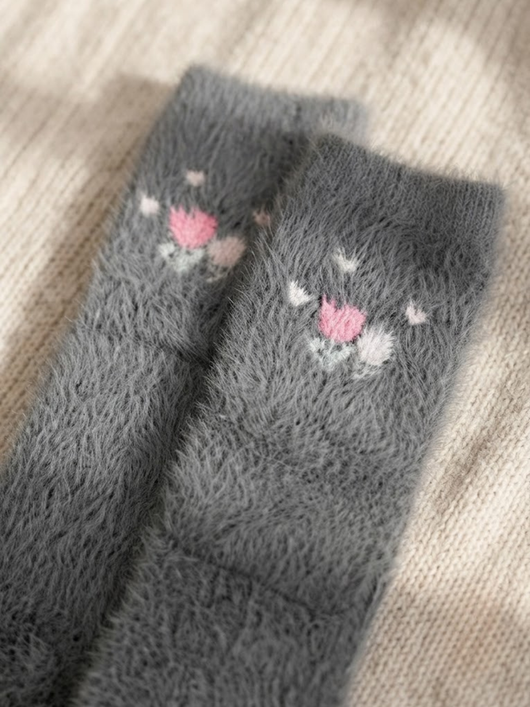 Cdeck Women’s Soft Wool Socks | Warm, Cozy & Stylish Grey Floral Socks