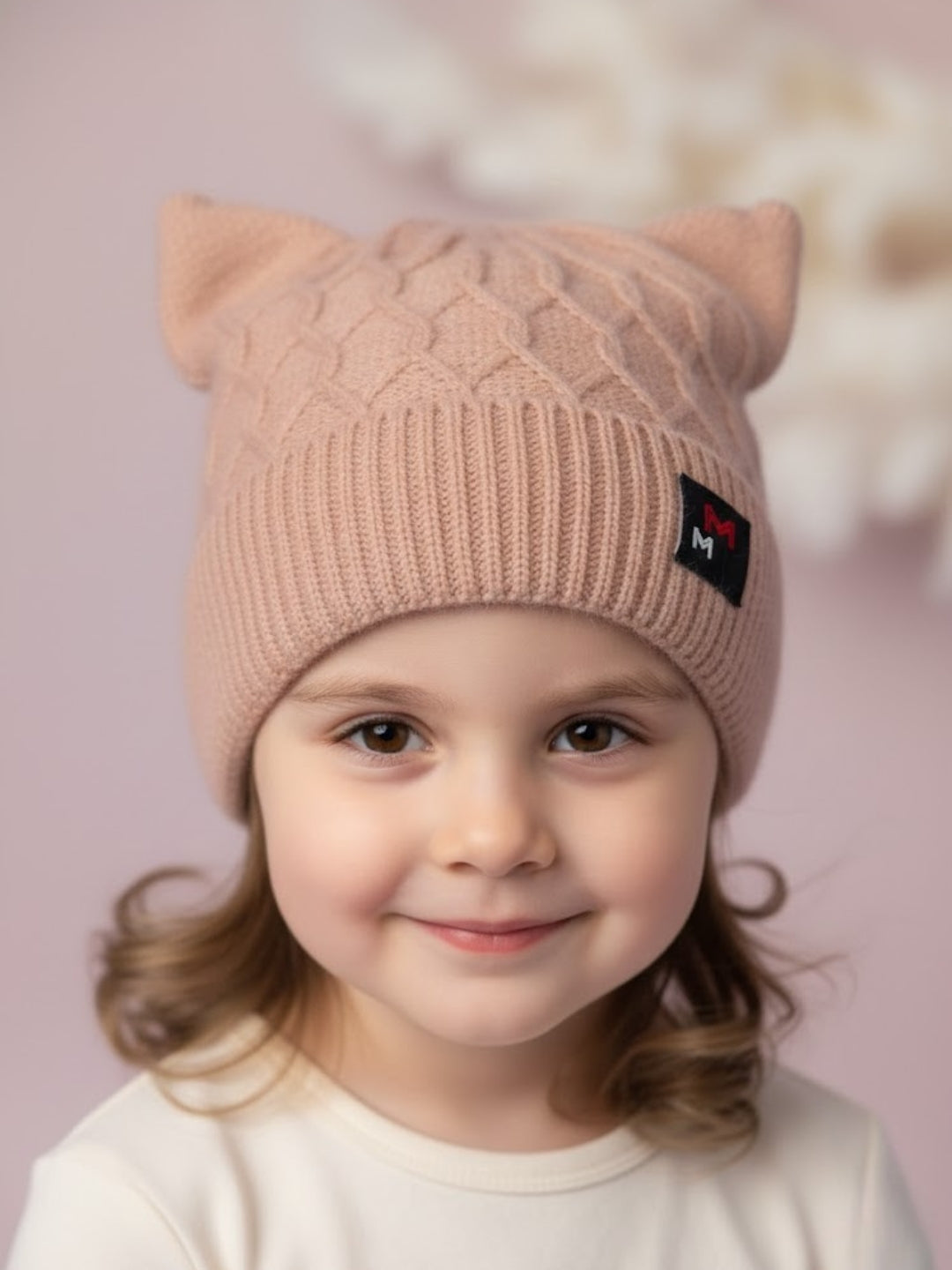 Cdeck Kids Woolen Winter Cap with Cute Cat Ear Design | Soft, Warm & Comfortable | 2–4 Years