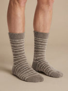 Cdeck Men’s Hair Wool Winter Socks | Single Pair | Soft, Warm, Fuzzy & Stretchable | Comfortable Daily Wear | Brown Striped