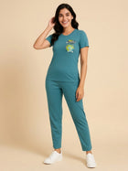 Cdeck Women’s Co-ord Set | Comfortable Printed T-Shirt & Track Pants Set | Stylish Casual Two-Piece Outfit for Women