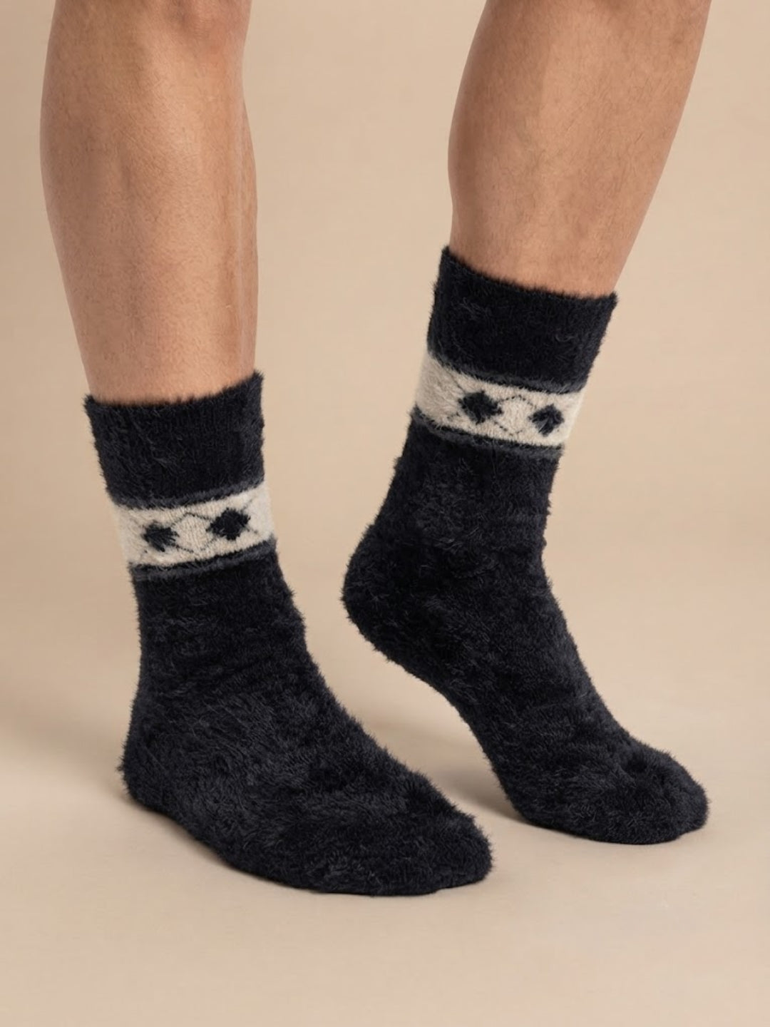 Cdeck Men’s Premium Hair Wool Winter Socks | Soft, Fuzzy, Warm & Comfortable Free Size | Black