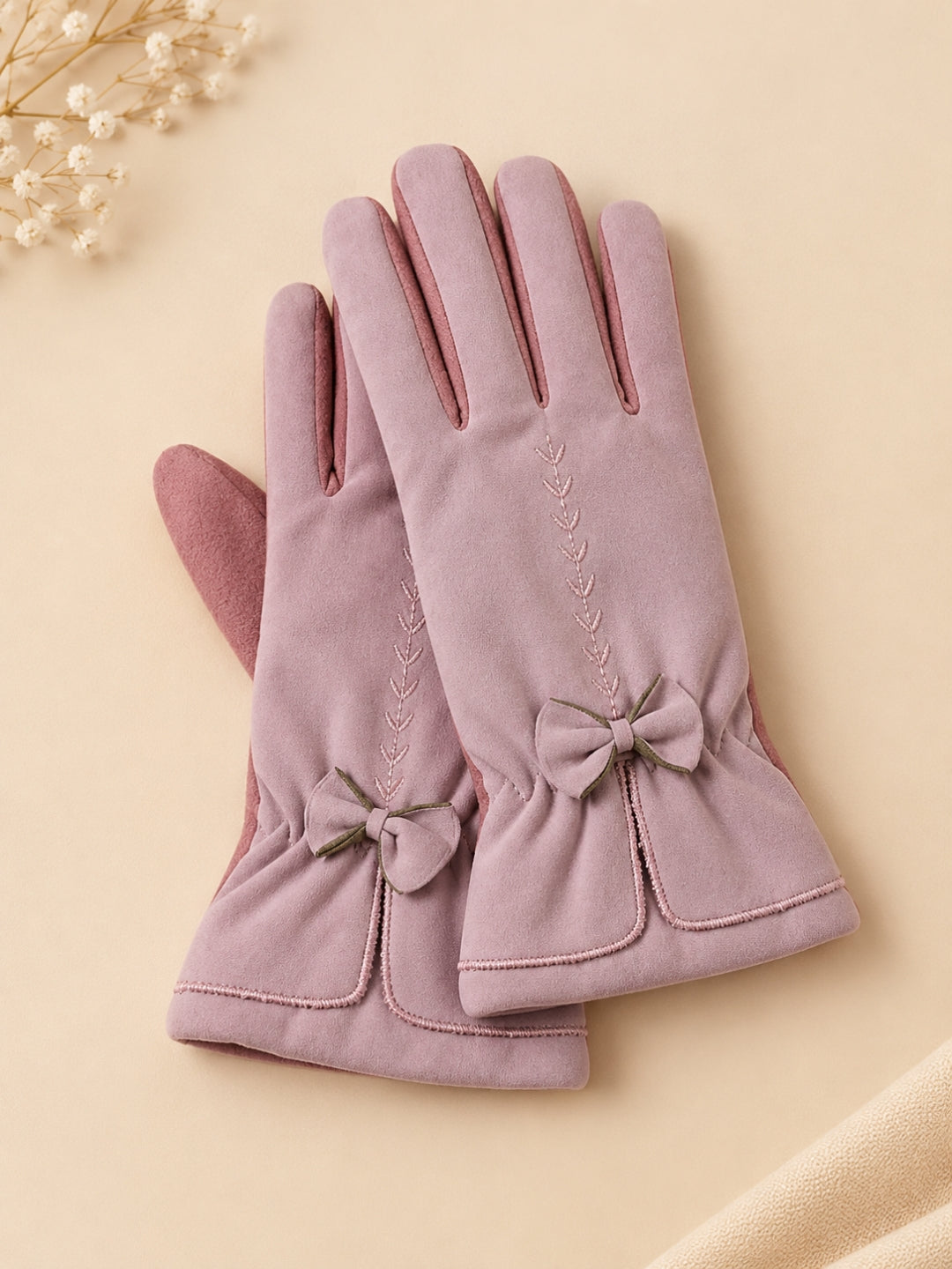 Cdeck Women’s Woolen Gloves | Warm & Stylish Winter Gloves | Screen Friendly | Full Finger | Free Size | Pink