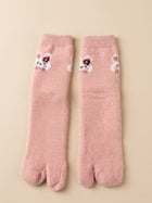 Cdeck Women’s Premium Soft Fuzzy Bear Design Warm Winter Split-Toe Socks for Women | Free Size | Pink