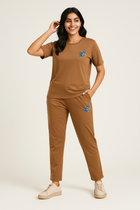 Cdeck Women’s Floral T-Shirt & Track Pants Co-Ord Set | Comfortable Casual Two-Piece Outfit