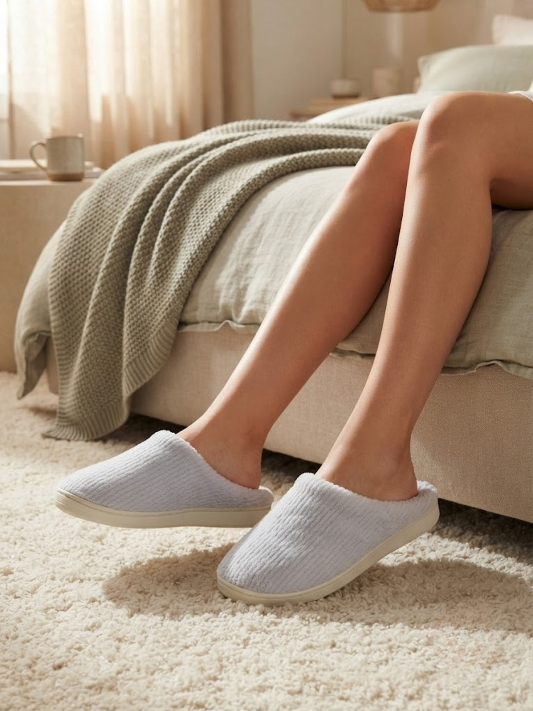 Cdeck Women’s Fuzzy Winter Slippers | Soft Plush  Slippers for Comfort & Warmth | Free Size | Grey
