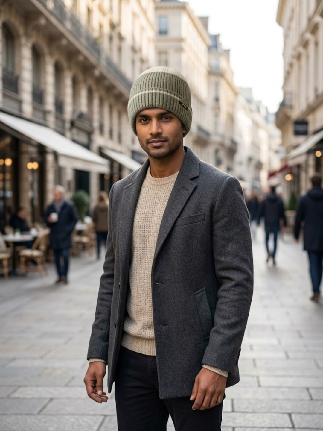 Cdeck Men’s Winter Woolen Cap | Ribbed Knit Beanie | Free Size | Soft & Warm | Green