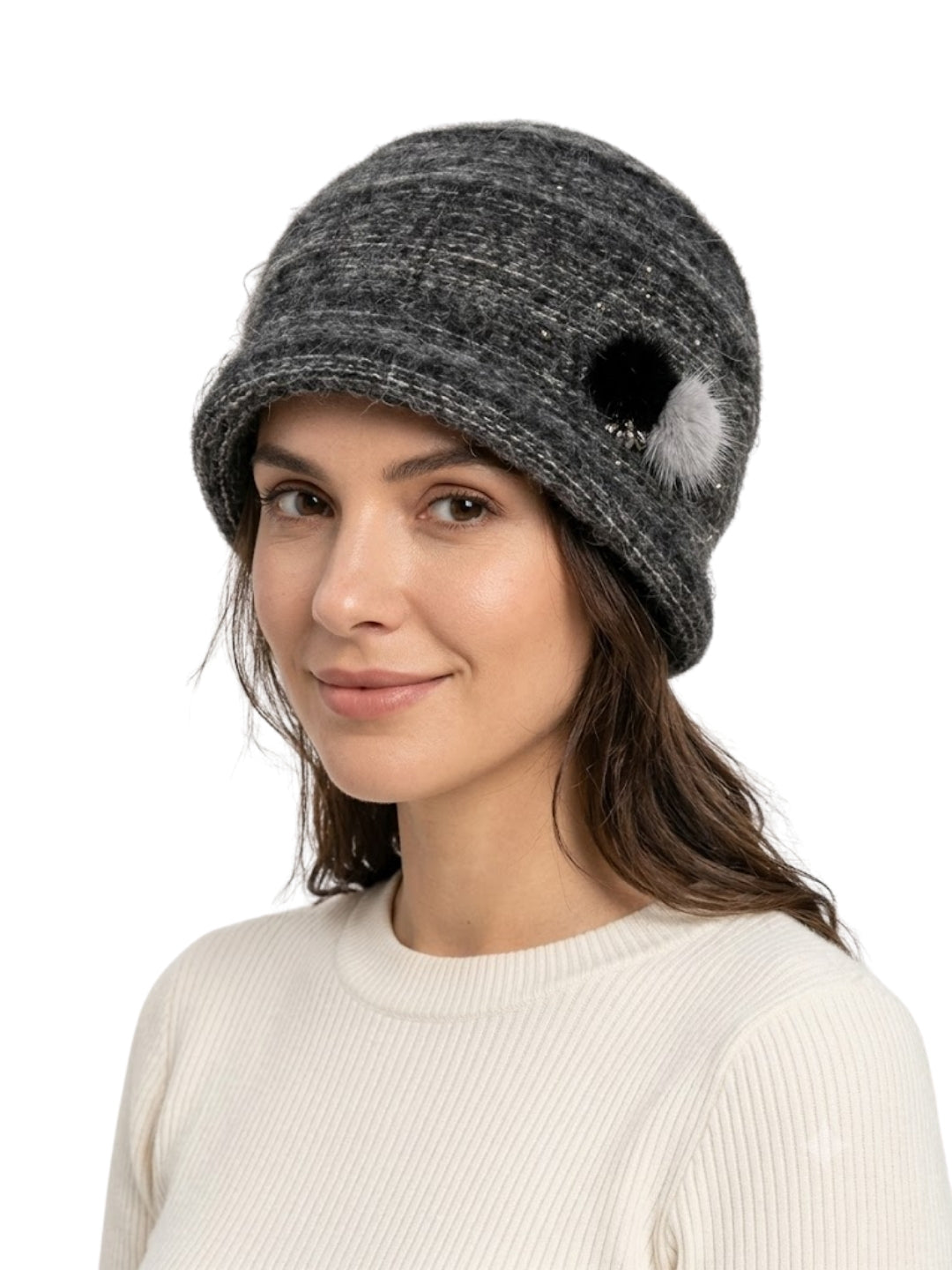 Cdeck Women Woolen Cap | Soft Knitted Winter Beanie for Women | Warm & Stylish Winter Wear | Free Size| Grey