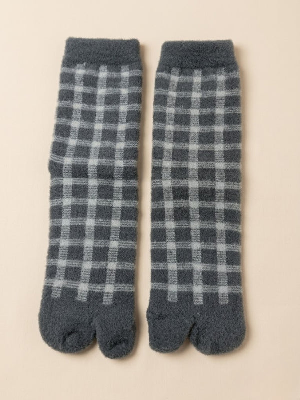 Cdeck Women’s Premium Rabbit Hair Wool Split-Toe Warm Winter Socks | Free Size | Grey & White