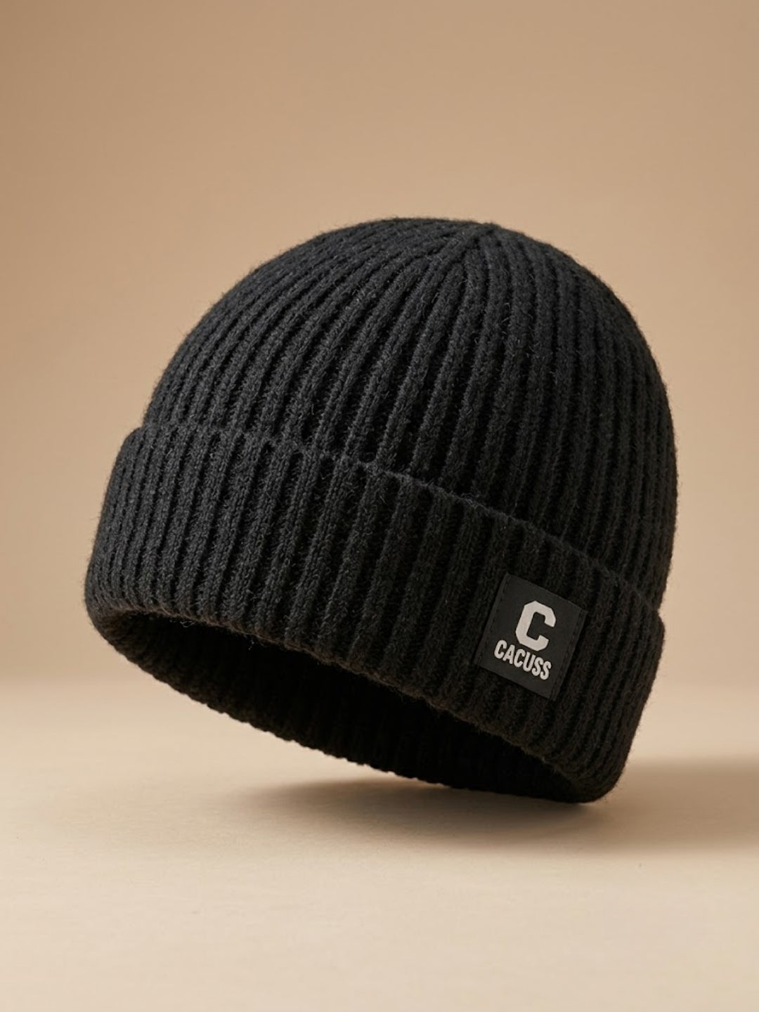 Cdeck Men’s Woolen Winter Cap | Ribbed Knitted Beanie | Free Size | Warm & Comfortable | Black