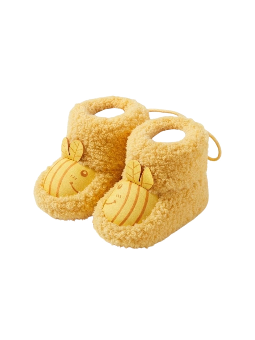 Cdeck Baby Wool Booties | Soft Warm Fleece Baby Shoes | Cute Yellow Booties for Babies 3–9 Months