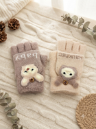 Cdeck Kids Woolen Winter Gloves | Warm Knitted Fingerless Gloves for Boys & Girls | Soft Winter Hand Warmers | Brown & Cream | 1–3 Years