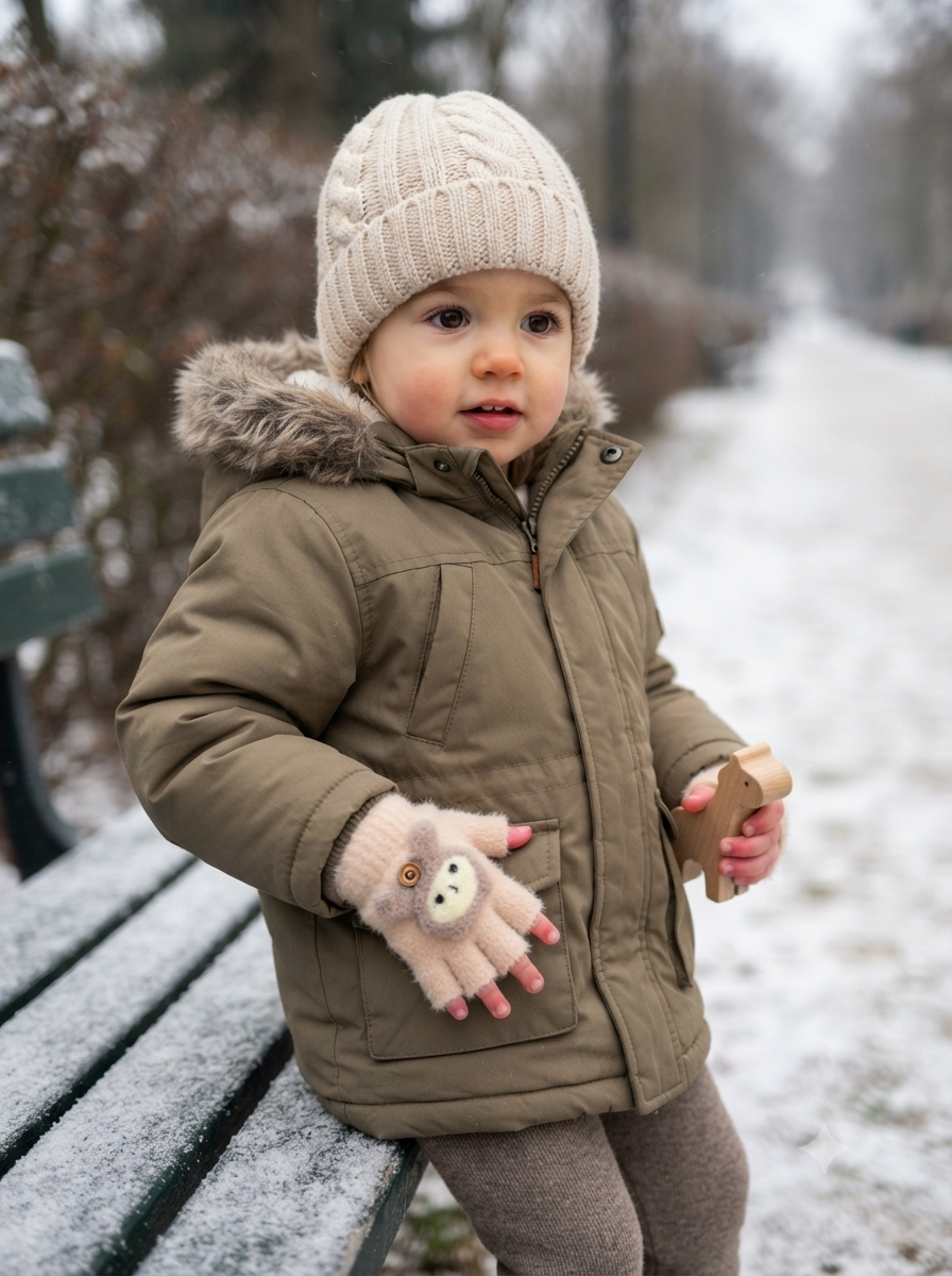 Cdeck Kids Woolen Winter Gloves | Warm Knitted Fingerless Gloves for Boys & Girls | Soft Winter Hand Warmers | Peach | 1–3 Years