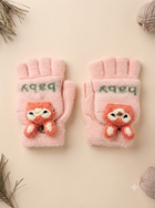 Cdeck Kids Woolen Winter Gloves | Warm Knitted Fingerless Gloves for Boys & Girls | Soft Winter Hand Warmers | Pink | 1–3 Years