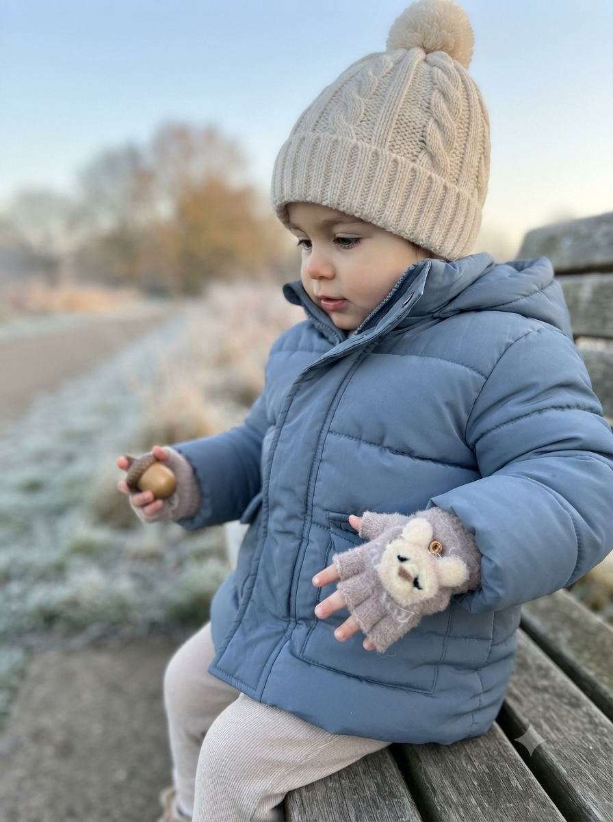 Cdeck Kids Woolen Winter Gloves | Warm Knitted Fingerless Gloves for Boys & Girls | Soft Winter Hand Warmers | Brown | 1–3 Years
