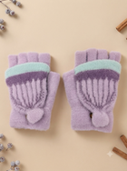 Cdeck Kids Woolen Winter Gloves | Warm Knitted Fingerless Gloves for Boys & Girls | Soft Winter Hand Warmers | Lavender | 1–3 Years