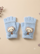 Cdeck Kids Woolen Winter Gloves | Warm Knitted Fingerless Gloves for Boys & Girls | Soft Winter Hand Warmers | Sky Blue | 1–3 Years