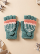 Cdeck Kids Woolen Winter Gloves | Warm Fingerless Knitted Gloves for Unisex Boys & Girls | 1–3 Years | Teal