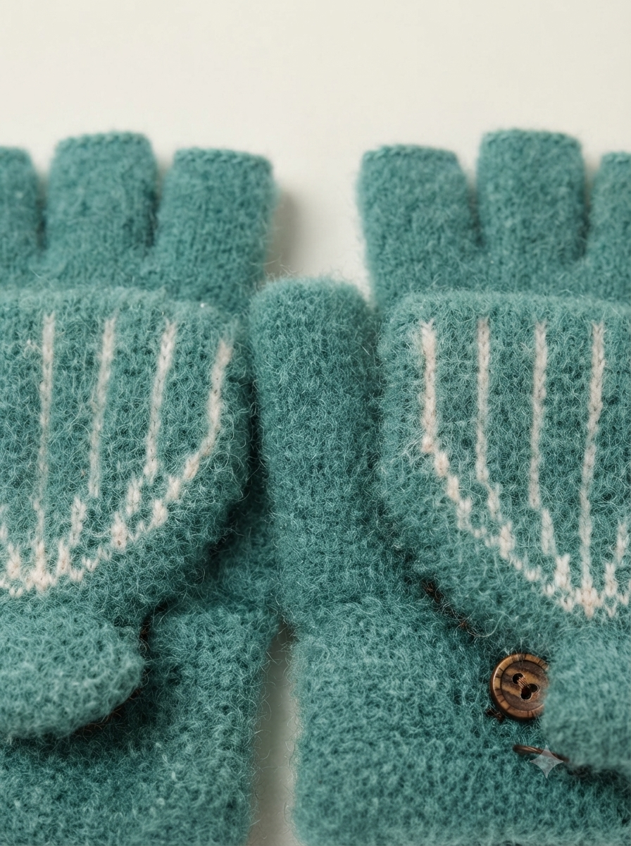 Cdeck Kids Woolen Winter Gloves | Warm Fingerless Knitted Gloves for Unisex Boys & Girls | 1–3 Years | Teal