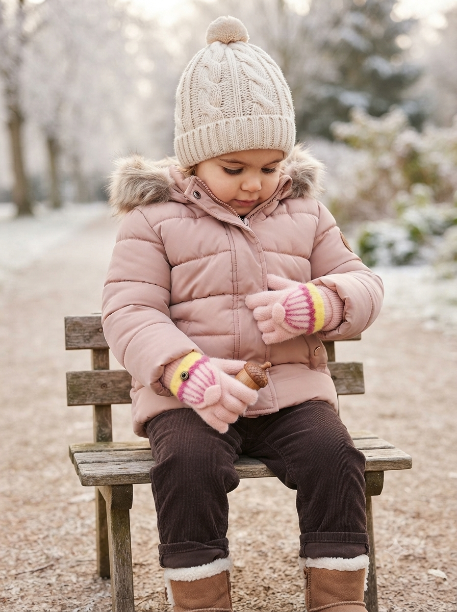Cdeck Kids Woolen Winter Gloves | Warm Fingerless Gloves for Unisex Boys & Girls | 1–3 Years | Pink