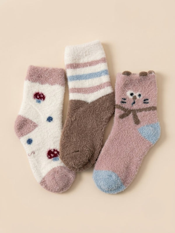 Cdeck Premium Rabbit Wool Winter Socks for Kids | Warm & Soft Fuzzy Socks for Boys & Girls | Age 2–12 Years | Multicolor Pack