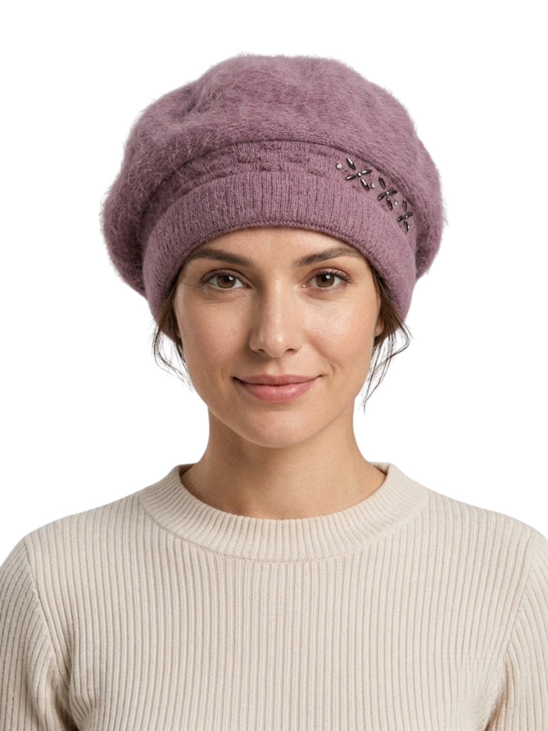 Cdeck Women Woolen Cap | Soft Knitted Winter Beanie for Women | Warm & Stylish Winter Wear | Free Size| Dusty Rose